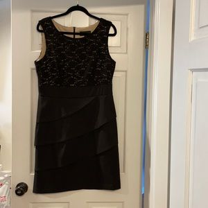 Black Lace over Nude Party Dress